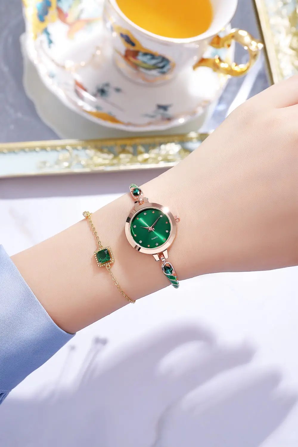Rose Gold Women's Bracelet Watch with Crystal Dial — feature 8