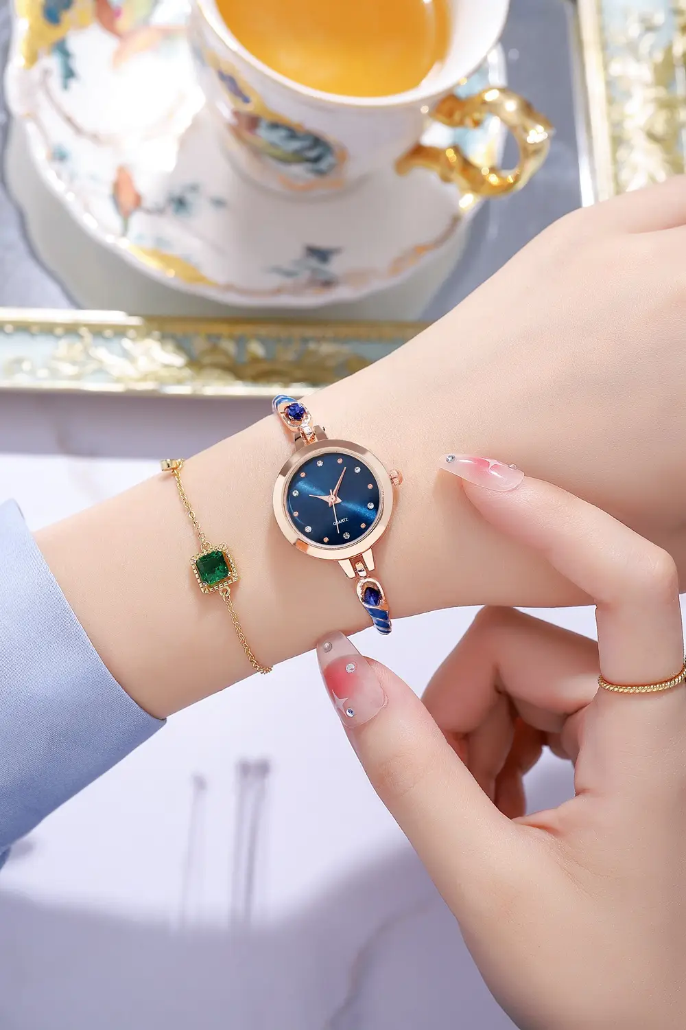 Rose Gold Women's Bracelet Watch with Crystal Dial — feature 9
