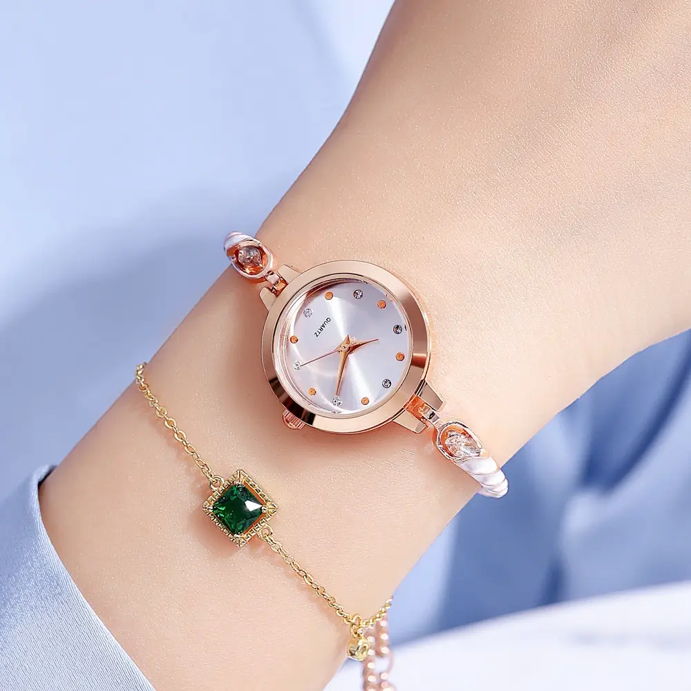 Rose Gold Women's Bracelet Watch with Crystal Dial - Image 2