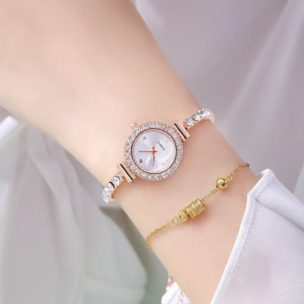 Pink Gemstone Women's Bracelet Watch Set — feature 15