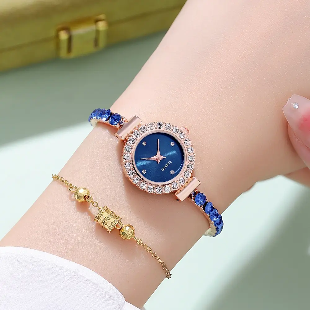 Pink Gemstone Women's Bracelet Watch Set — feature 19