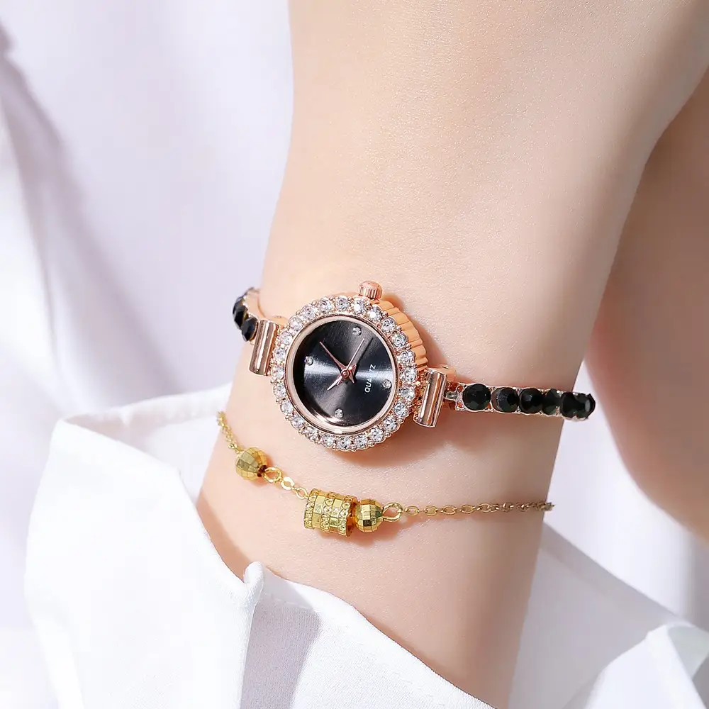 Pink Gemstone Women's Bracelet Watch Set — feature 20