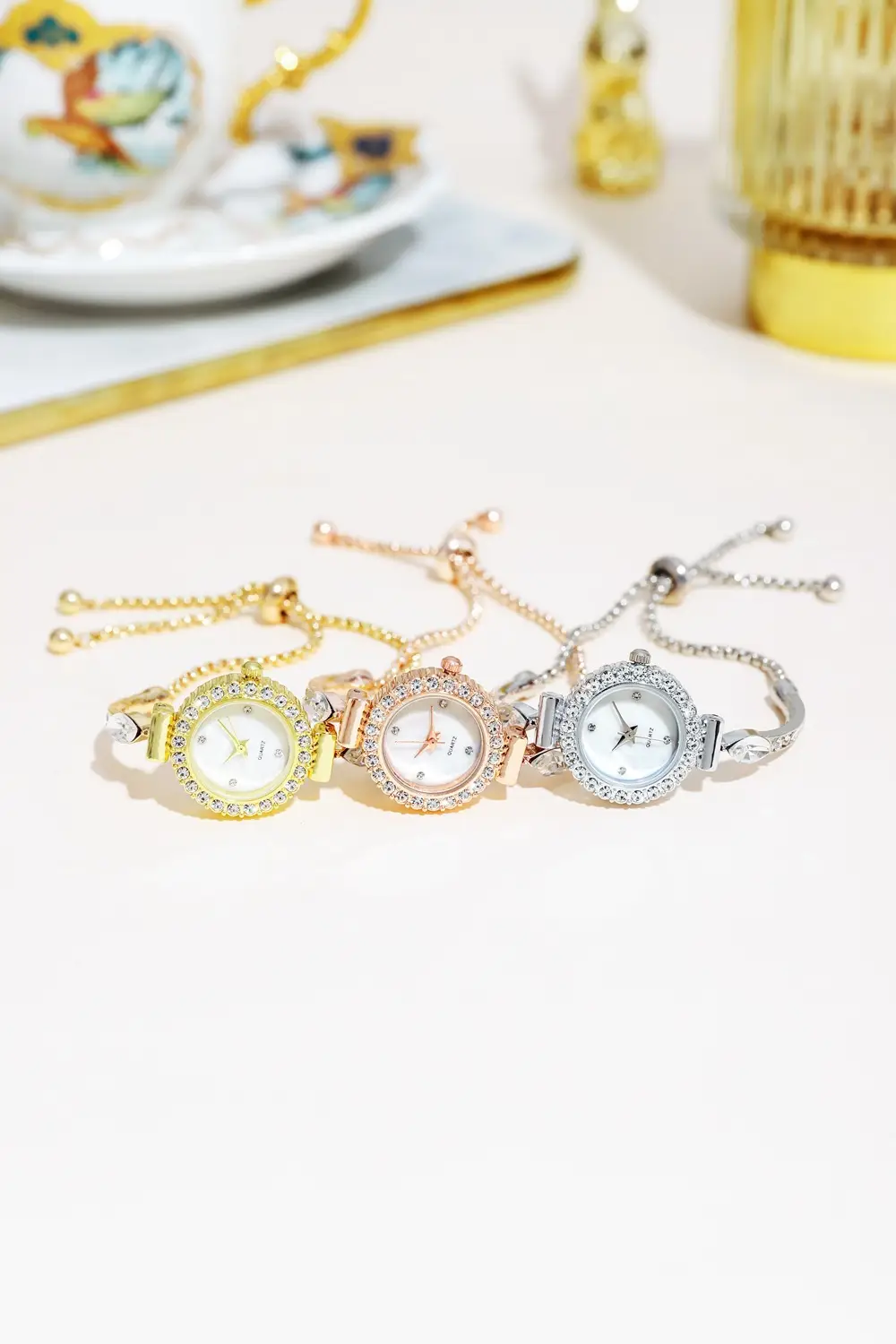 Silver Rhinestone Bracelet Watch for Women — feature 1