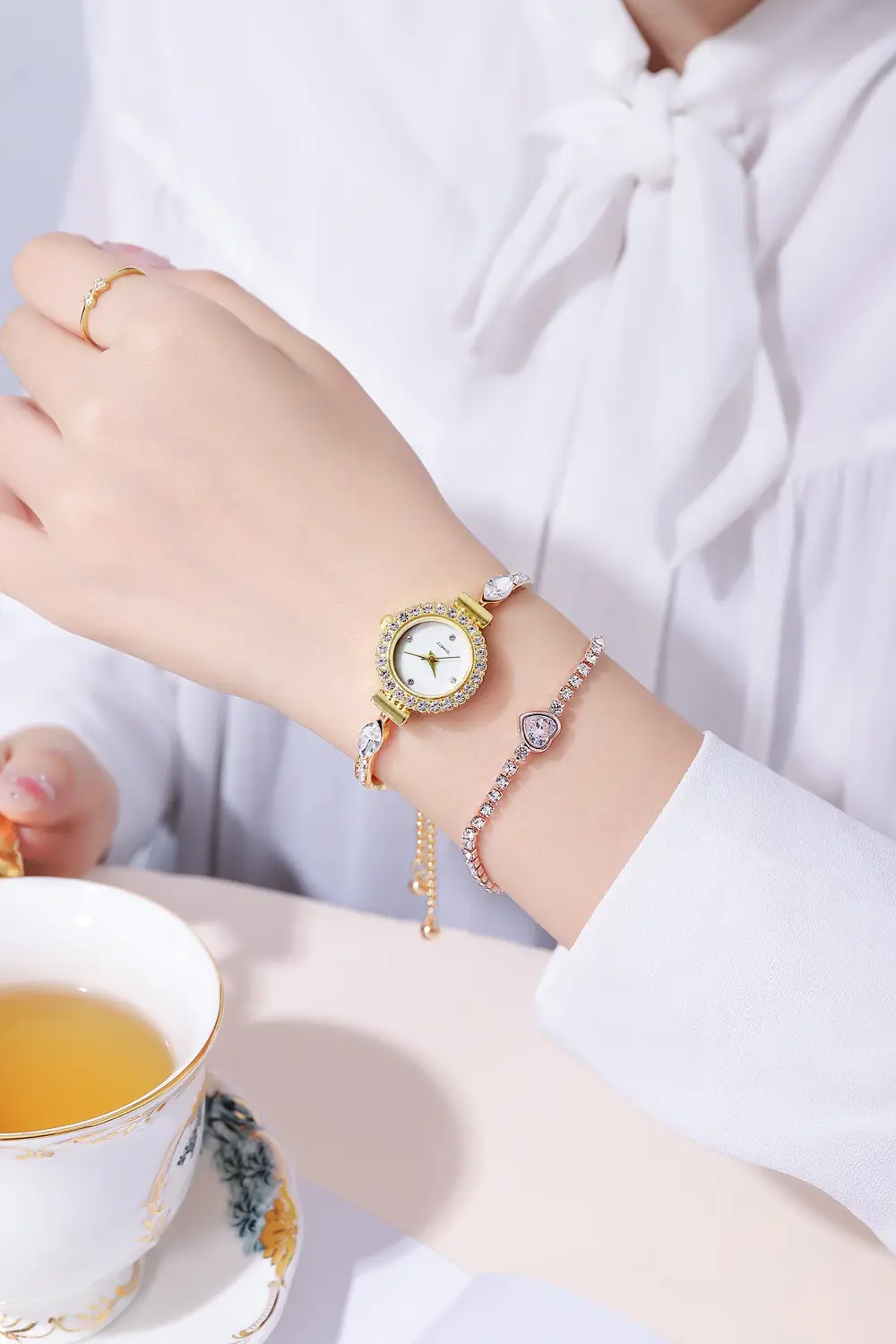 Silver Rhinestone Bracelet Watch for Women — feature 2