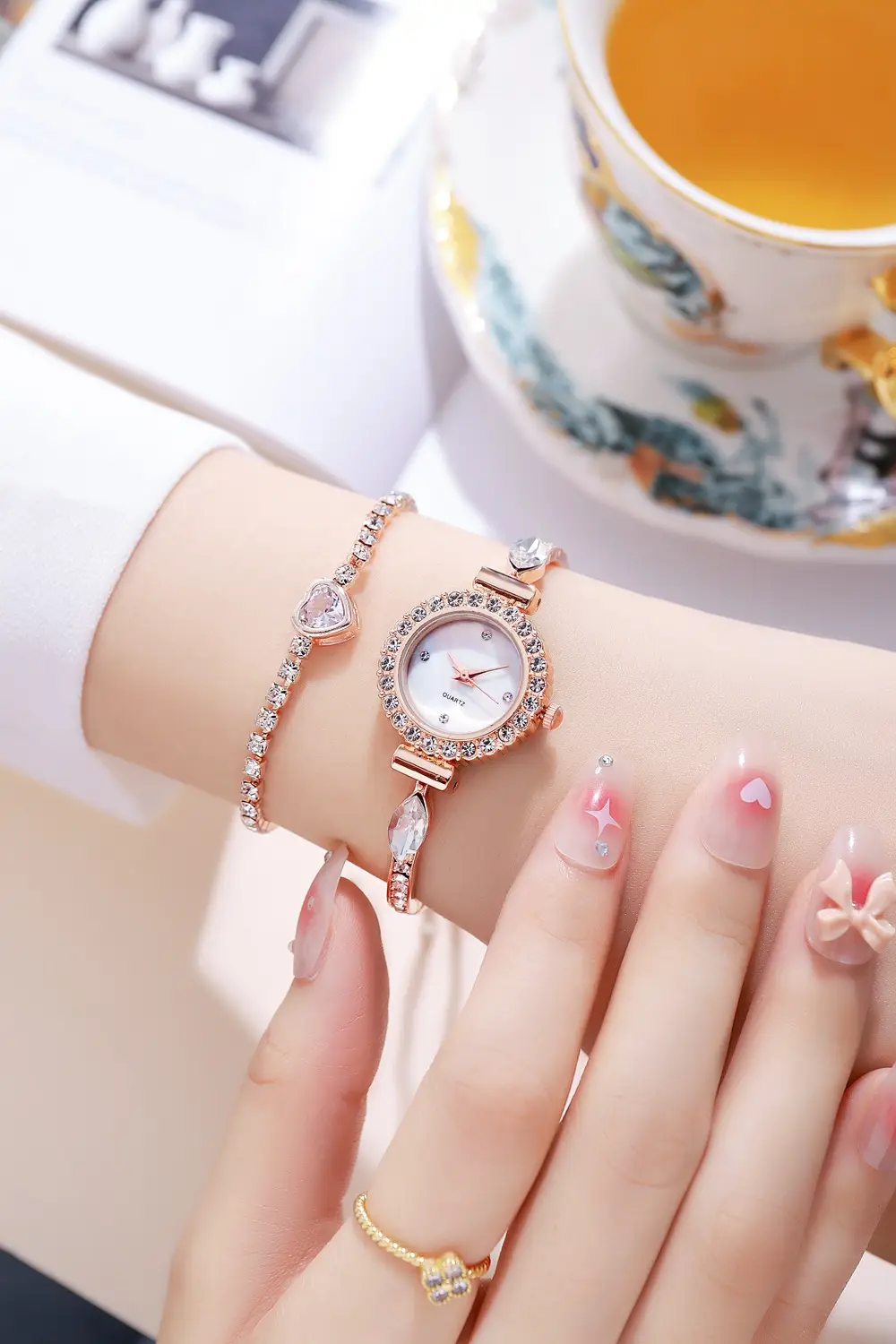 Silver Rhinestone Bracelet Watch for Women — feature 3