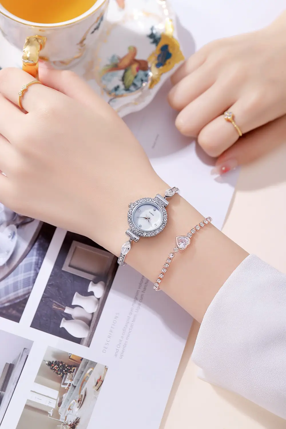 Silver Rhinestone Bracelet Watch for Women — feature 4