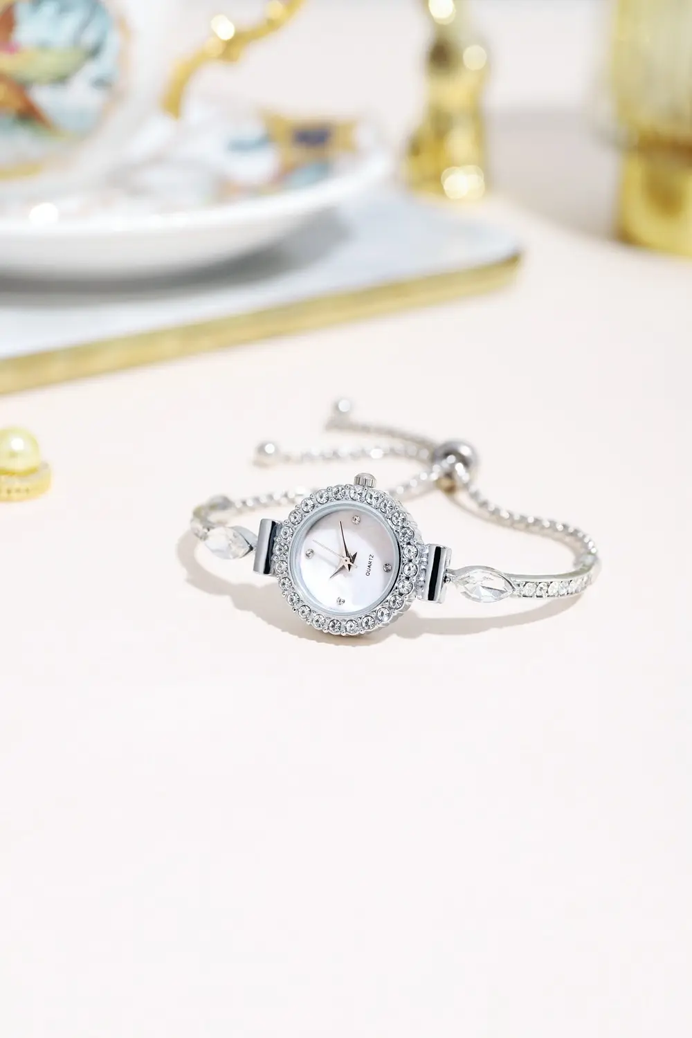 Silver Rhinestone Bracelet Watch for Women — feature 7