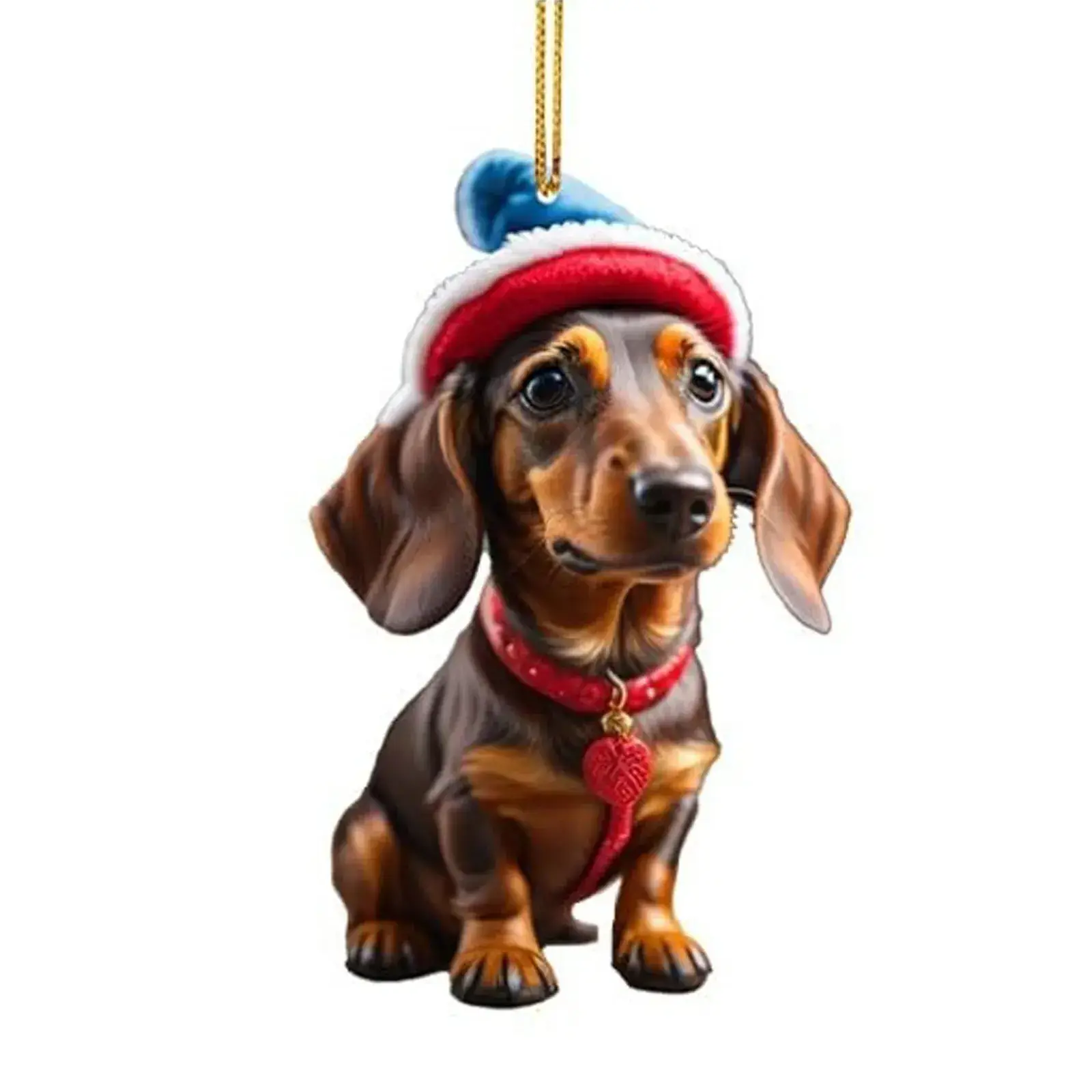 Acrylic Dachshund Christmas Pendant Ornament - Image 2