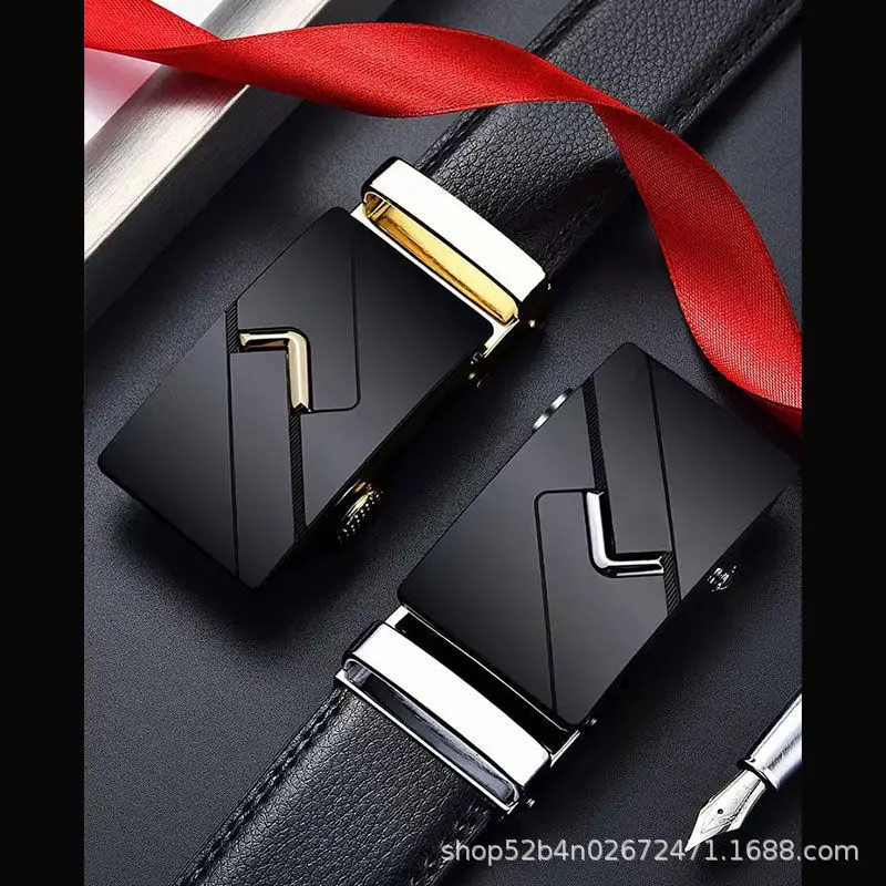 Men's Black Genuine Leather Automatic Belt Wholesale - Image 11