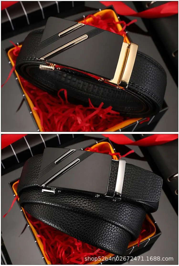 Men's Black Genuine Leather Automatic Belt Wholesale — feature 5