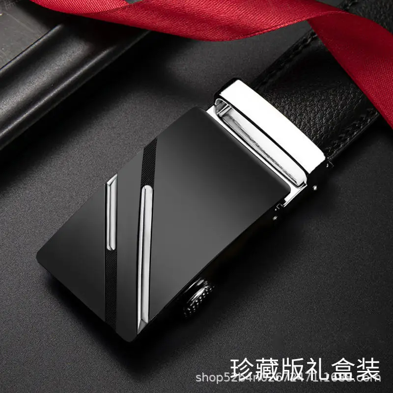 Men's Black Genuine Leather Automatic Belt Wholesale - Image 2