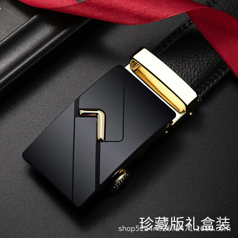 Men's Black Genuine Leather Automatic Belt Wholesale - Image 5