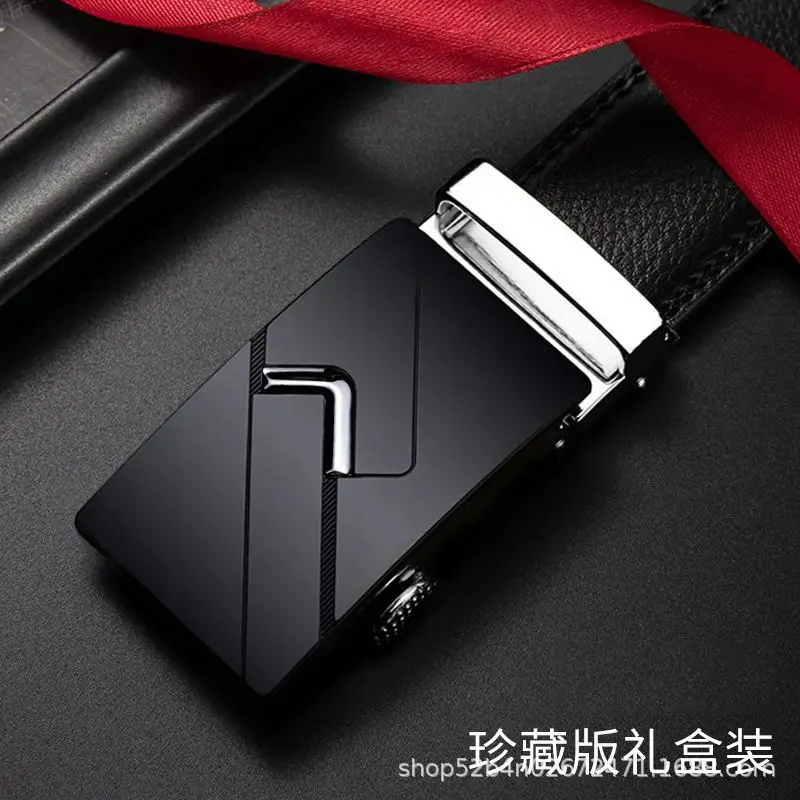 Men's Black Genuine Leather Automatic Belt Wholesale - Image 6
