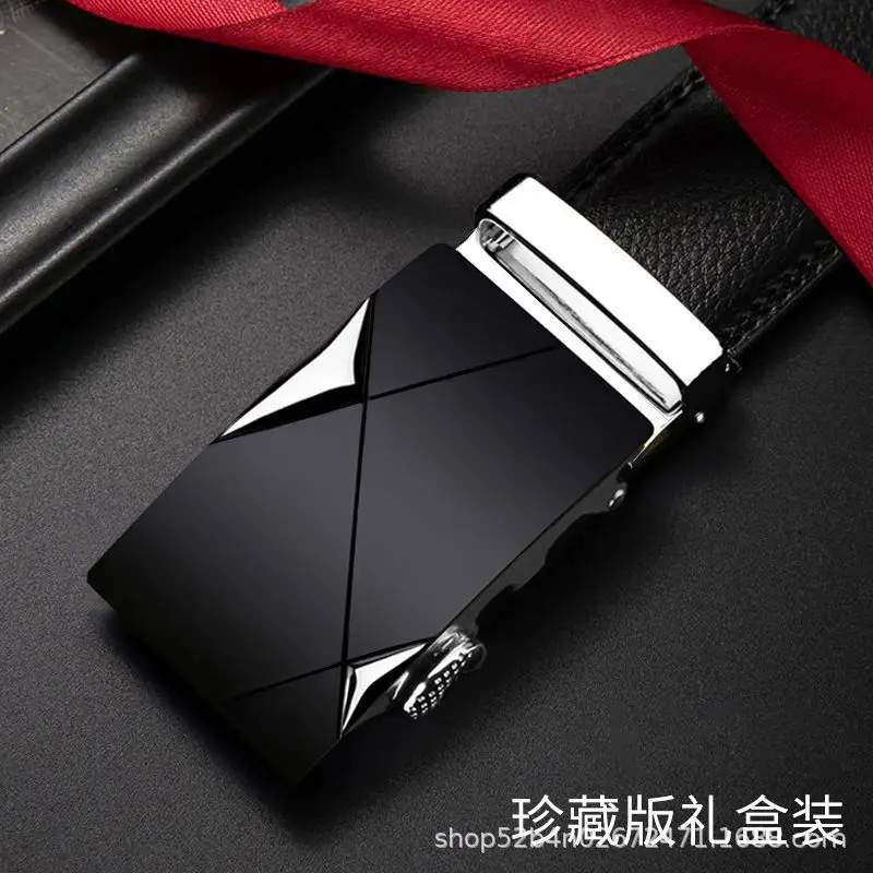 Men's Black Genuine Leather Automatic Belt Wholesale - Image 8