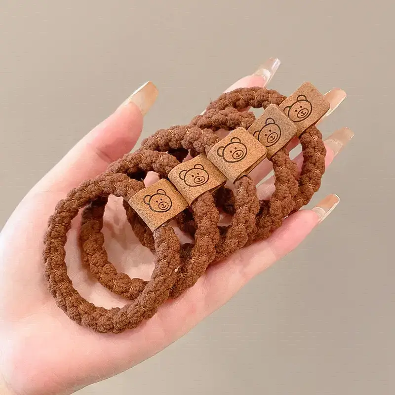 6-Piece Brown Bear Logo Hair Bands for Women - Image 32