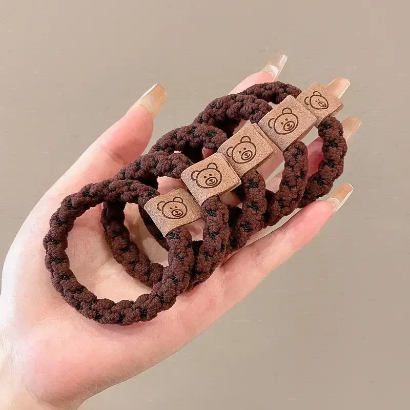 6-Piece Brown Bear Logo Hair Bands for Women - Image 33