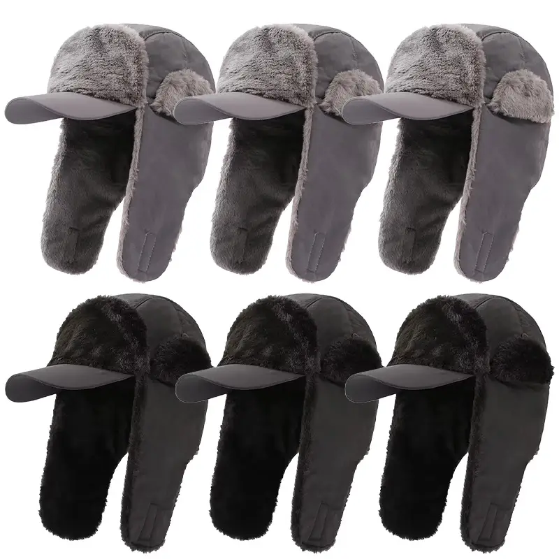 Winter Plush Cap with Earmuffs Black - Image 3