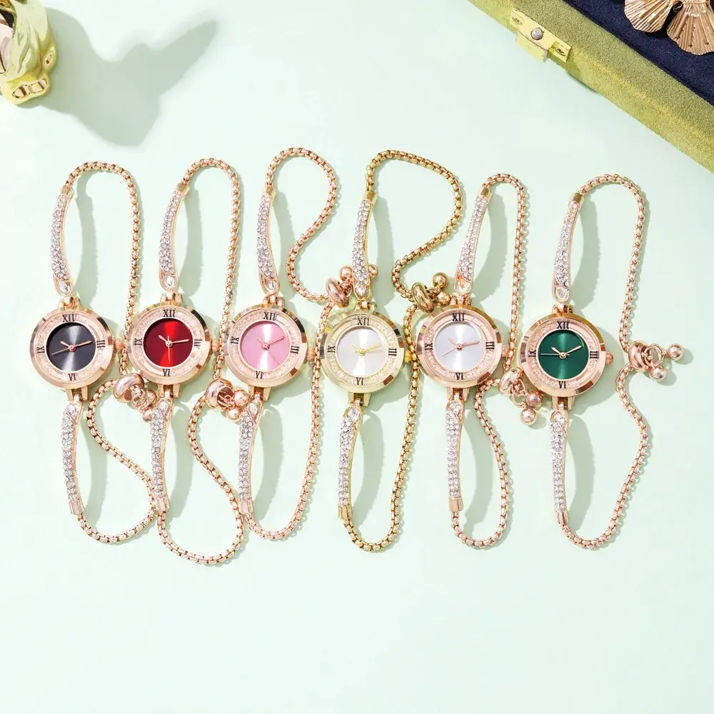 Rose Gold Cross Bracelet Watch with Crystal Accents - Image 7