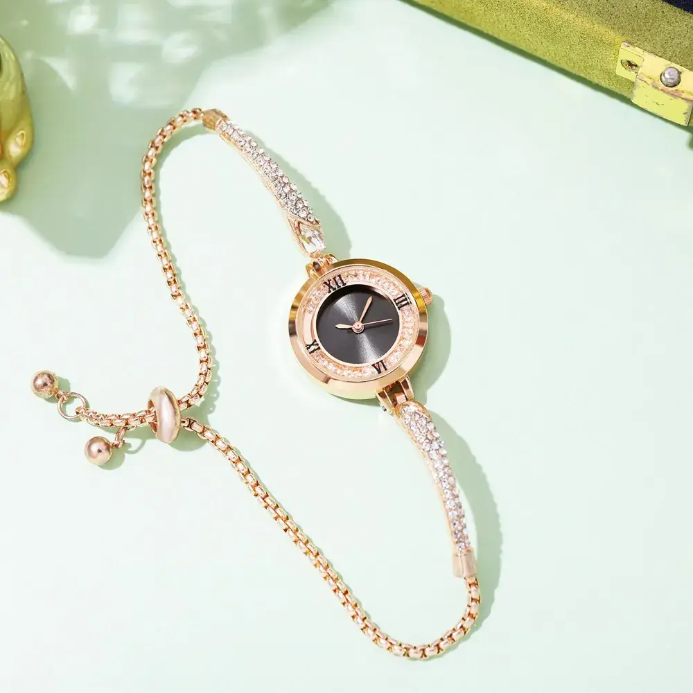 Rose Gold Cross Bracelet Watch with Crystal Accents - Image 9