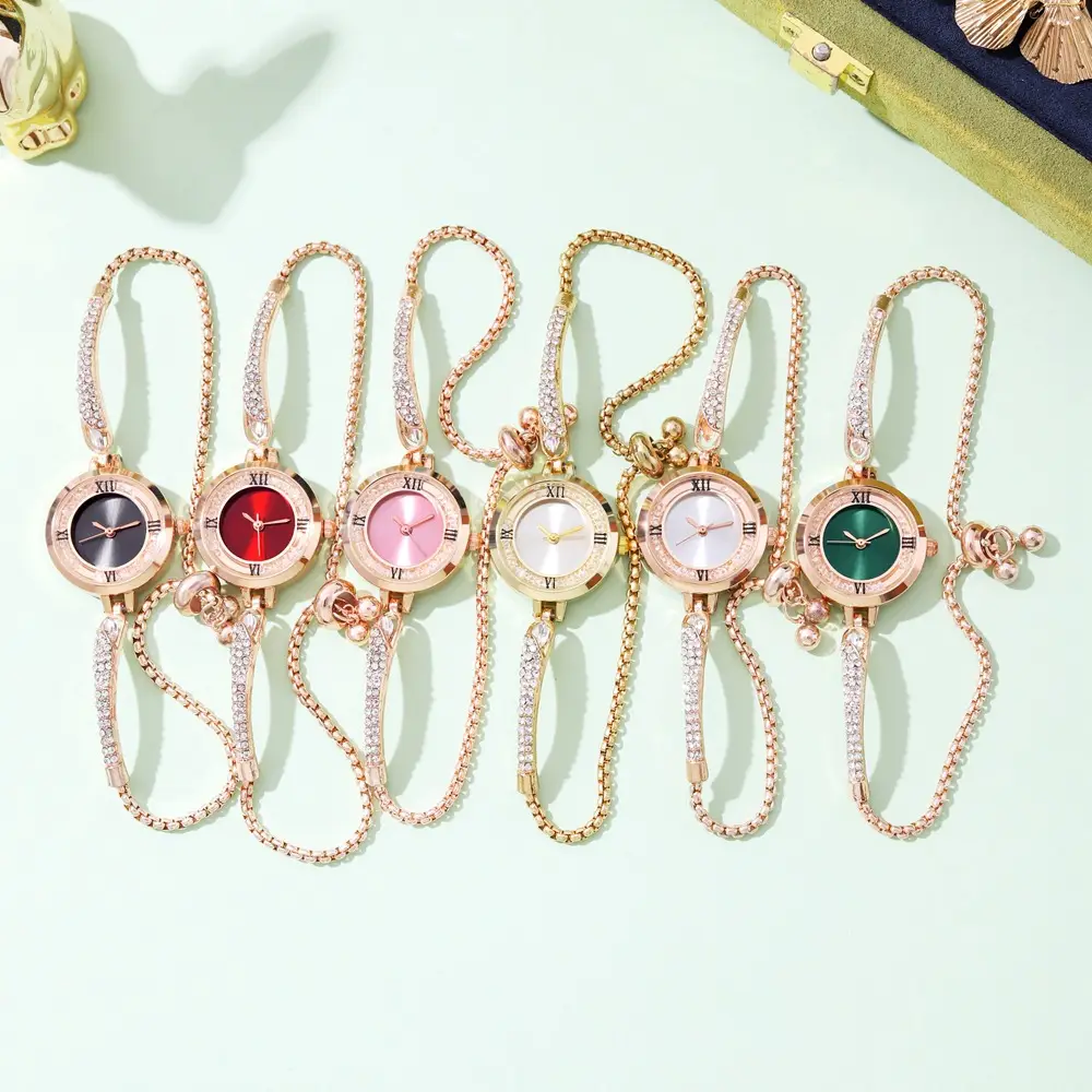 Rose Gold Cross Bracelet Watch with Crystal Accents — feature 10