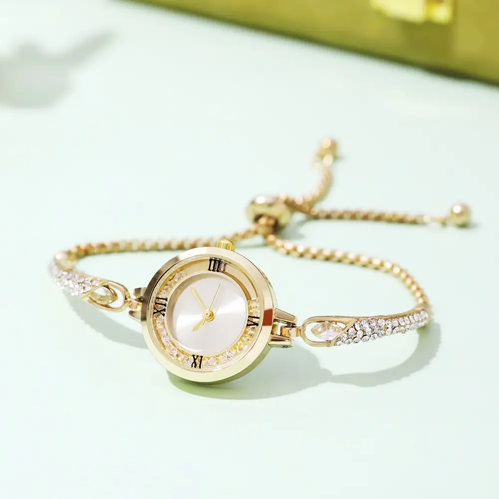 Rose Gold Cross Bracelet Watch with Crystal Accents — feature 13