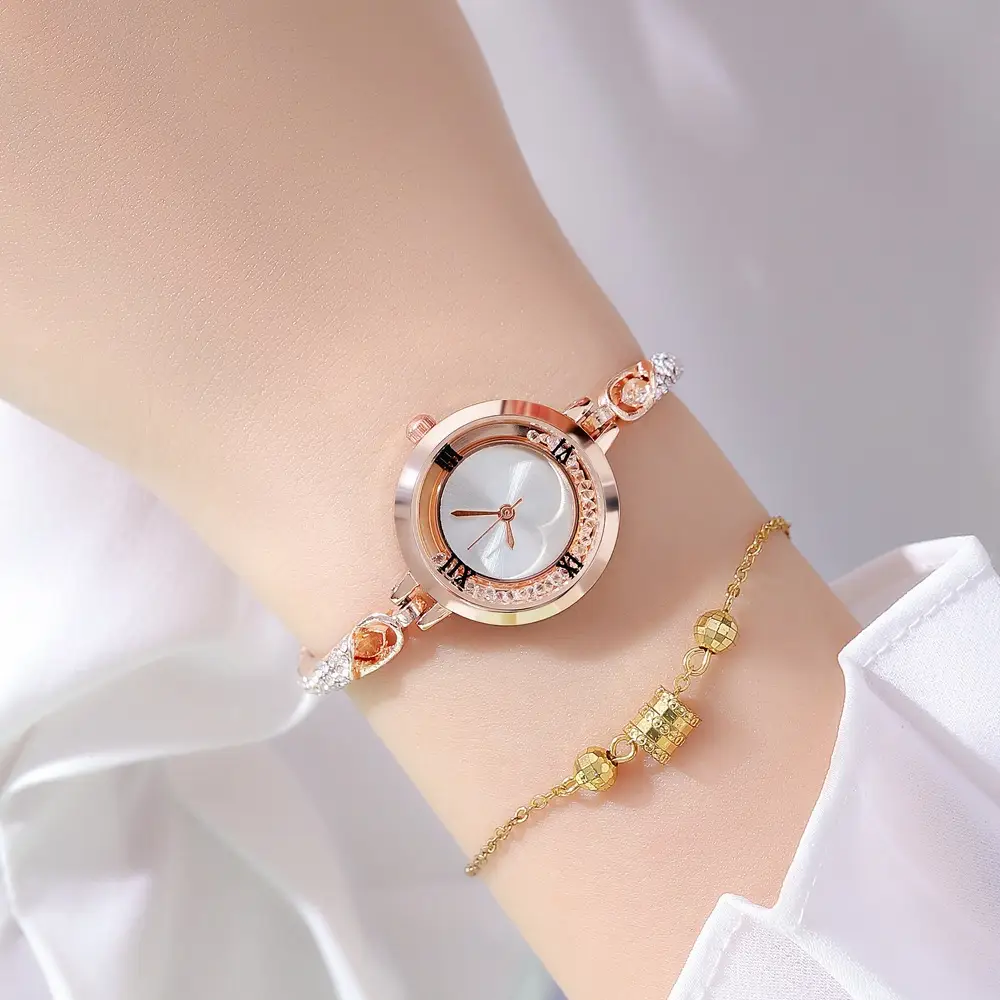 Rose Gold Cross Bracelet Watch with Crystal Accents — feature 14