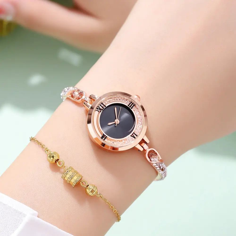 Rose Gold Cross Bracelet Watch with Crystal Accents — feature 15