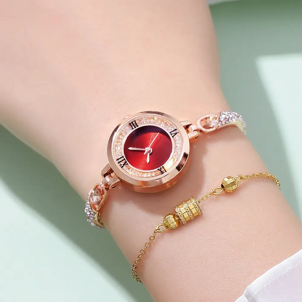 Rose Gold Cross Bracelet Watch with Crystal Accents — feature 17