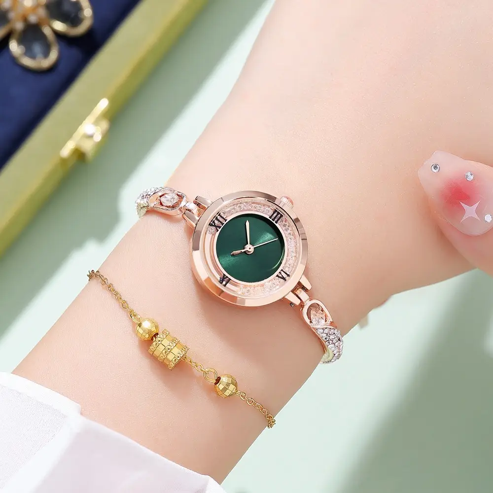Rose Gold Cross Bracelet Watch with Crystal Accents — feature 18