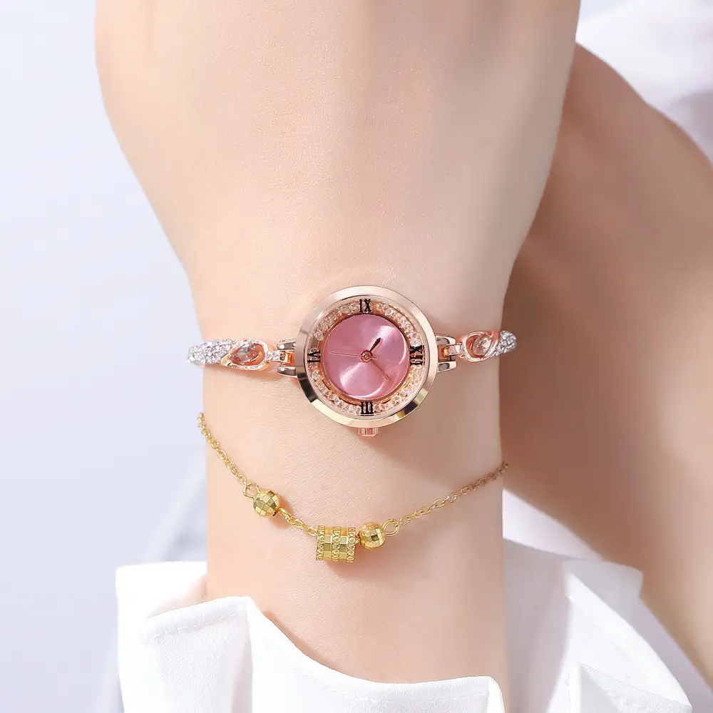 Rose Gold Cross Bracelet Watch with Crystal Accents — feature 19
