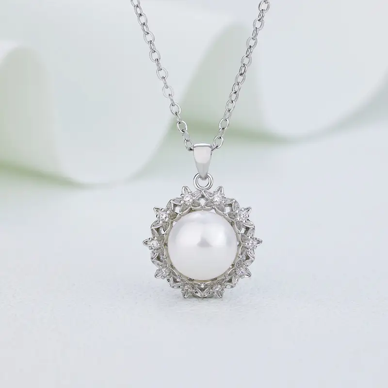 Gold Pearl Sunflower Pendant Set for Women - Image 4