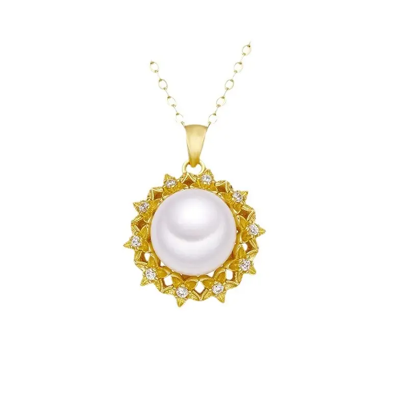 Gold Pearl Sunflower Pendant Set for Women - Image 5