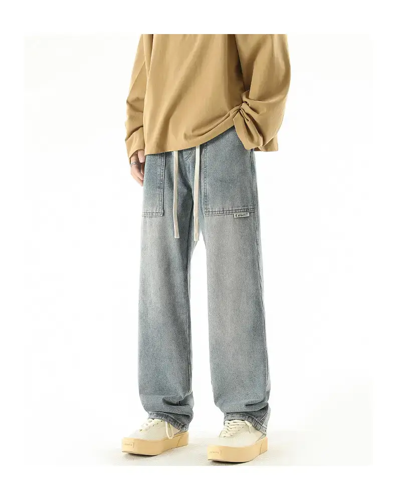 Men's American Style Wide Leg Jeans Loose Straight Autumn Wear — feature 10