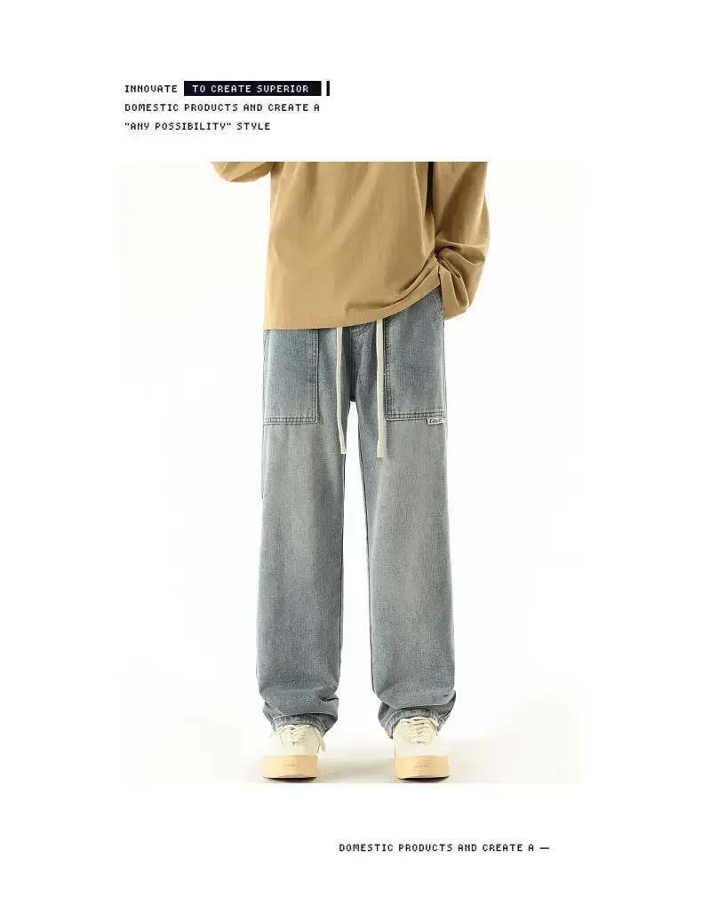 Men's American Style Wide Leg Jeans Loose Straight Autumn Wear — feature 11