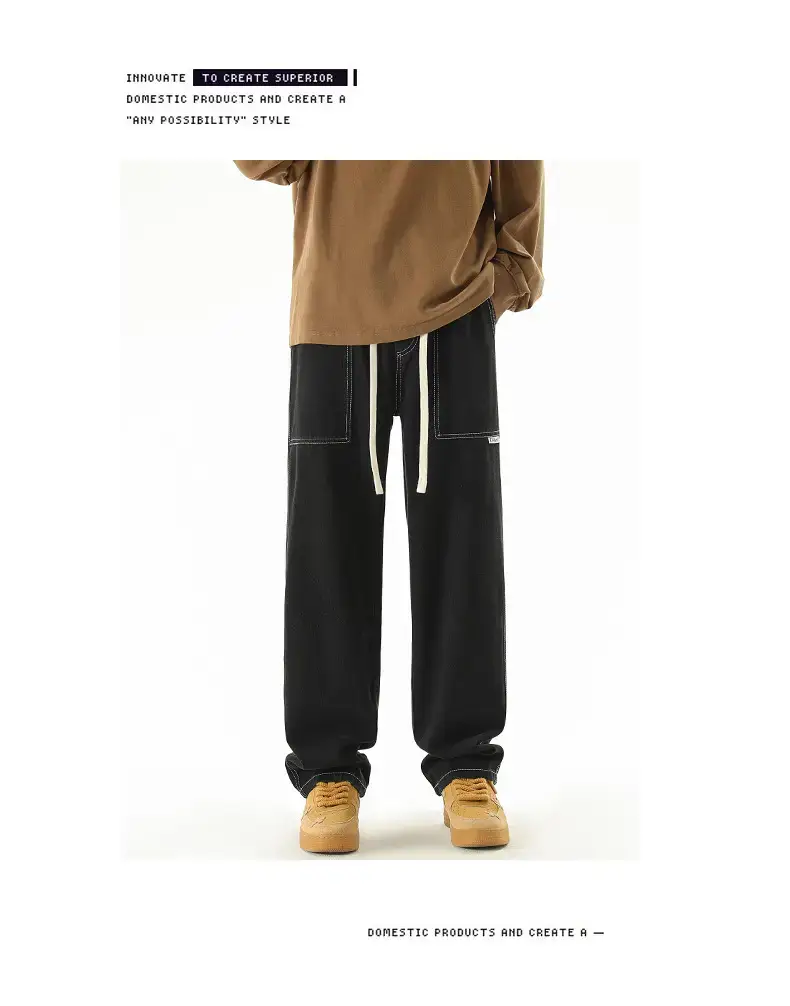Men's American Style Wide Leg Jeans Loose Straight Autumn Wear — feature 16