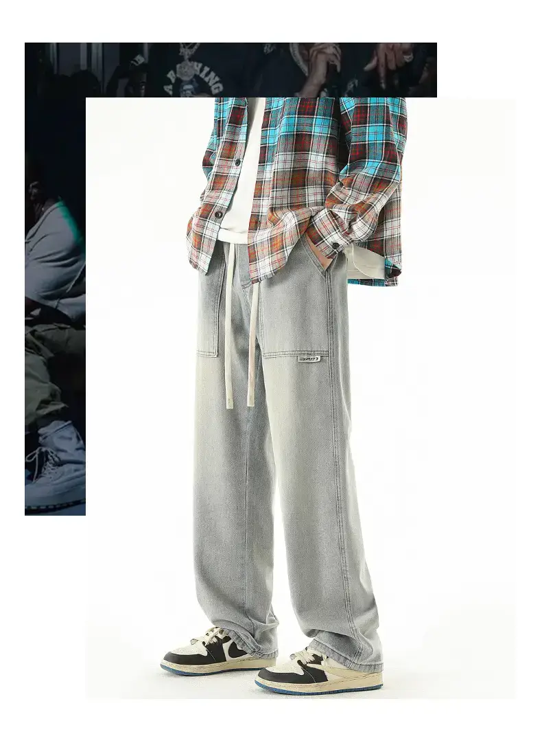 Men's American Style Wide Leg Jeans Loose Straight Autumn Wear — feature 5