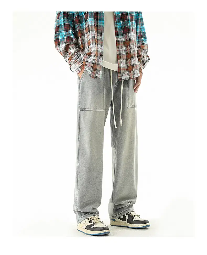 Men's American Style Wide Leg Jeans Loose Straight Autumn Wear — feature 6