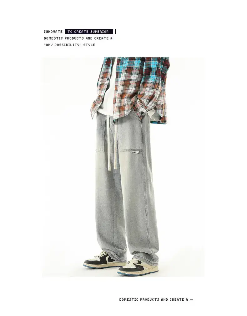 Men's American Style Wide Leg Jeans Loose Straight Autumn Wear — feature 7