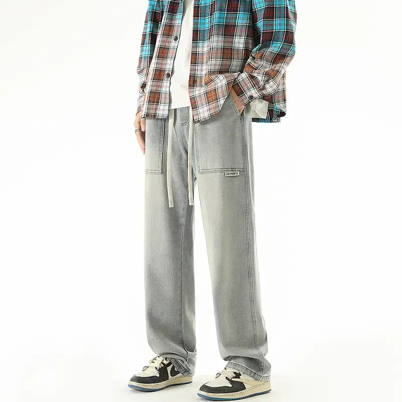 Men's American Style Wide Leg Jeans Loose Straight Autumn Wear - Image 2