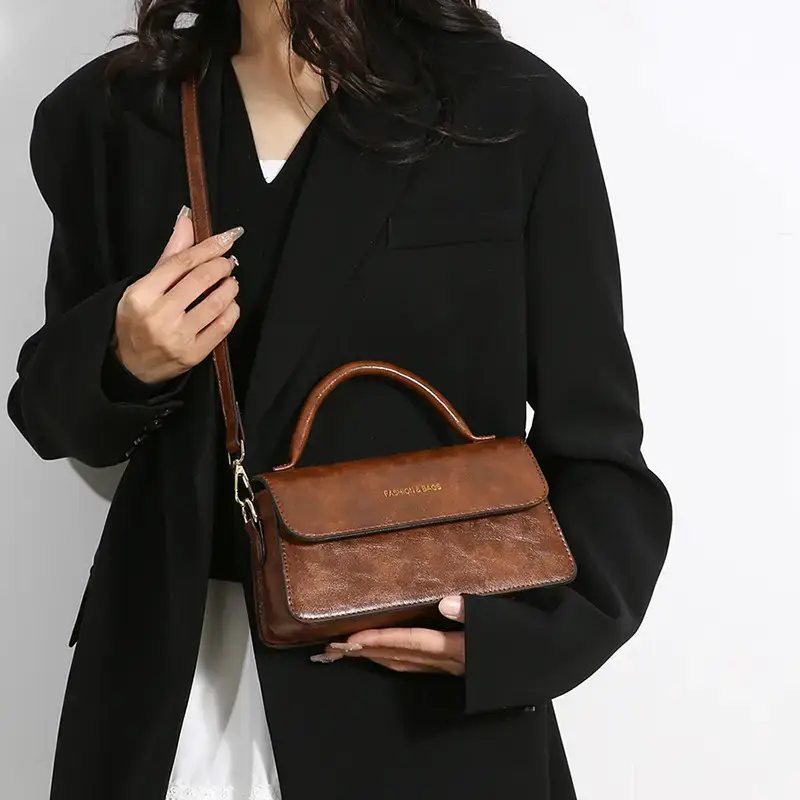 Women's Vintage Brown Leather Shoulder Crossbody Bag 2024 - Image 2