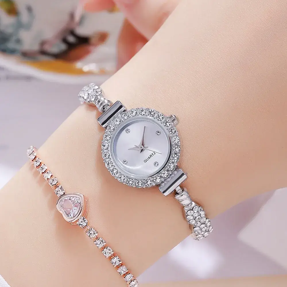 Gold Diamond Bracelet Watch for Women Red Dial - Image 3