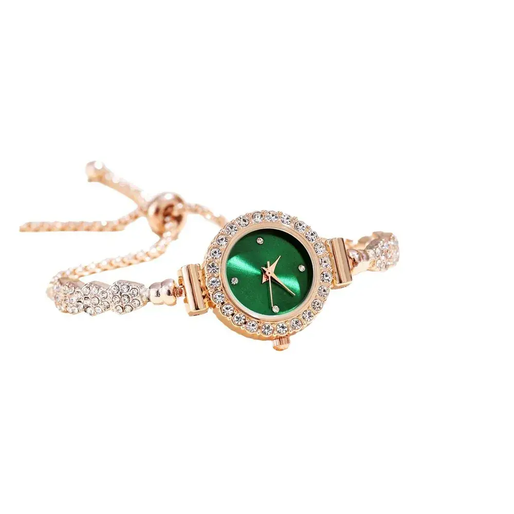Gold Diamond Bracelet Watch for Women Red Dial - Image 11