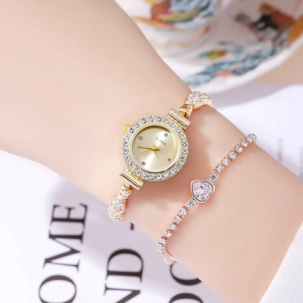 Gold Diamond Bracelet Watch for Women Red Dial — feature 17