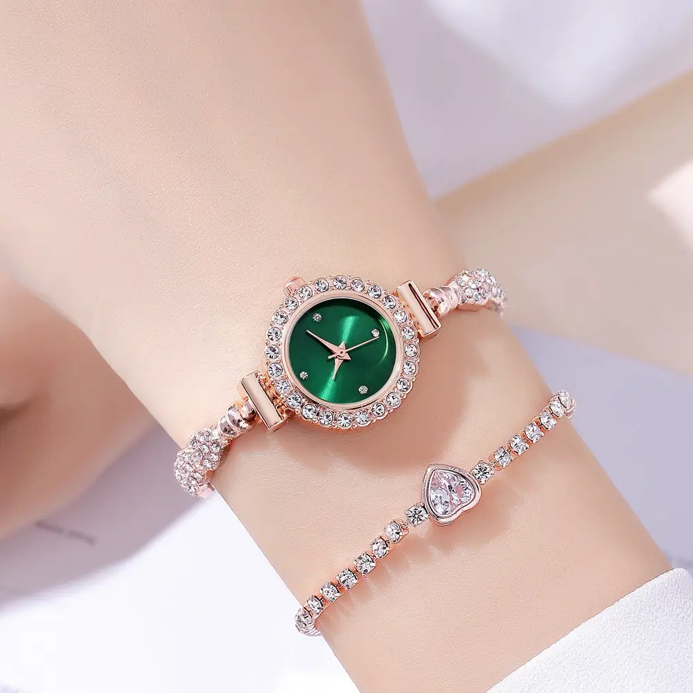 Gold Diamond Bracelet Watch for Women Red Dial — feature 19