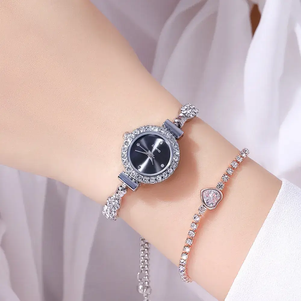 Gold Diamond Bracelet Watch for Women Red Dial - Image 2