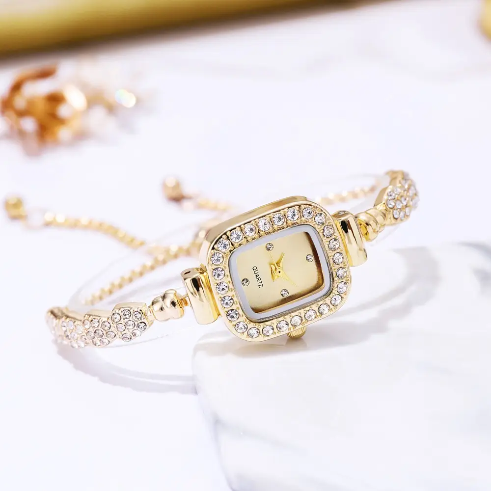 Diamond Women's Bracelet Watch with Red Square Dial — feature 11
