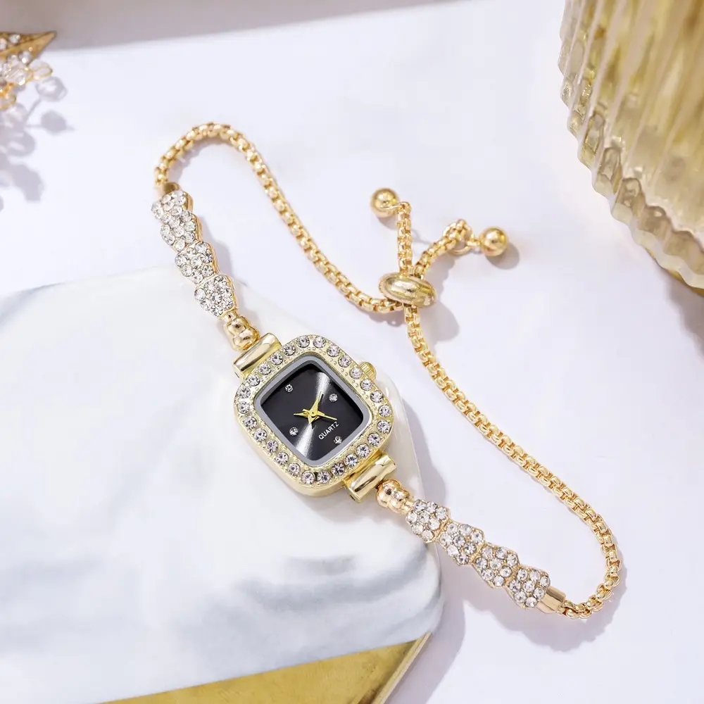 Diamond Women's Bracelet Watch with Red Square Dial — feature 12