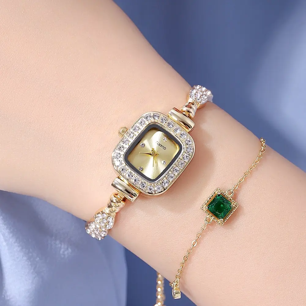 Diamond Women's Bracelet Watch with Red Square Dial — feature 18