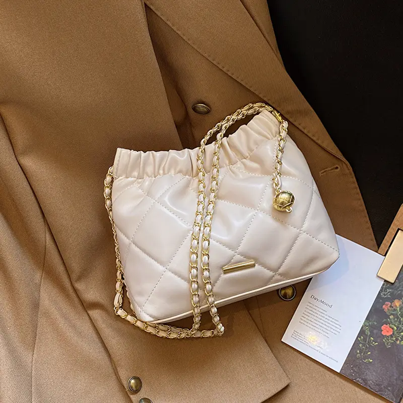 Tweed Chain Bag Gold Ball Shoulder Bucket - Image 3