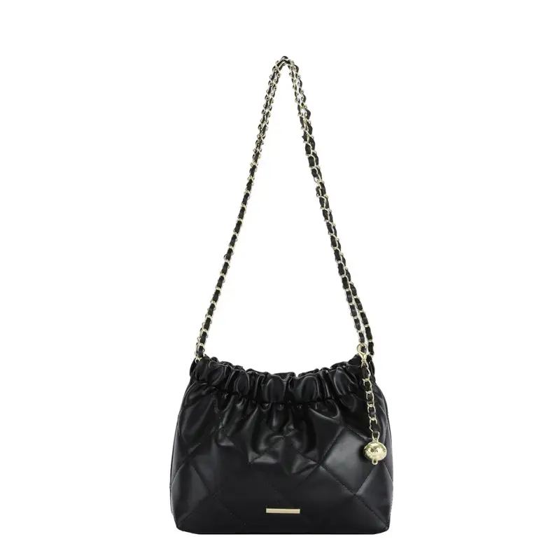 Tweed Chain Bag Gold Ball Shoulder Bucket - Image 7